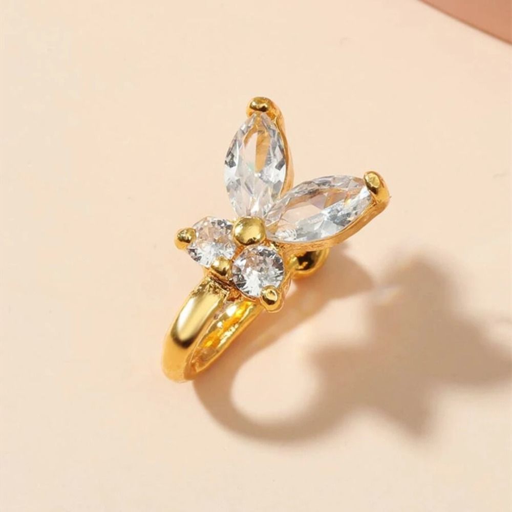 Body Jewelry Ear Piercing - Cincin Hidung Kupu-kupu Berhias Berlian Imitasi