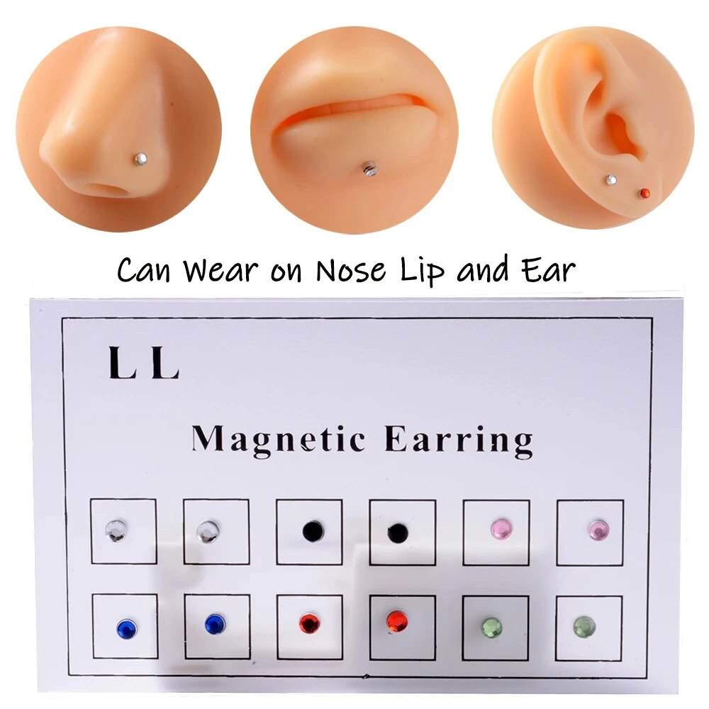 Body Jewelry Ear Piercing - 12 buah/kartu palsu penipu Magnet tidak