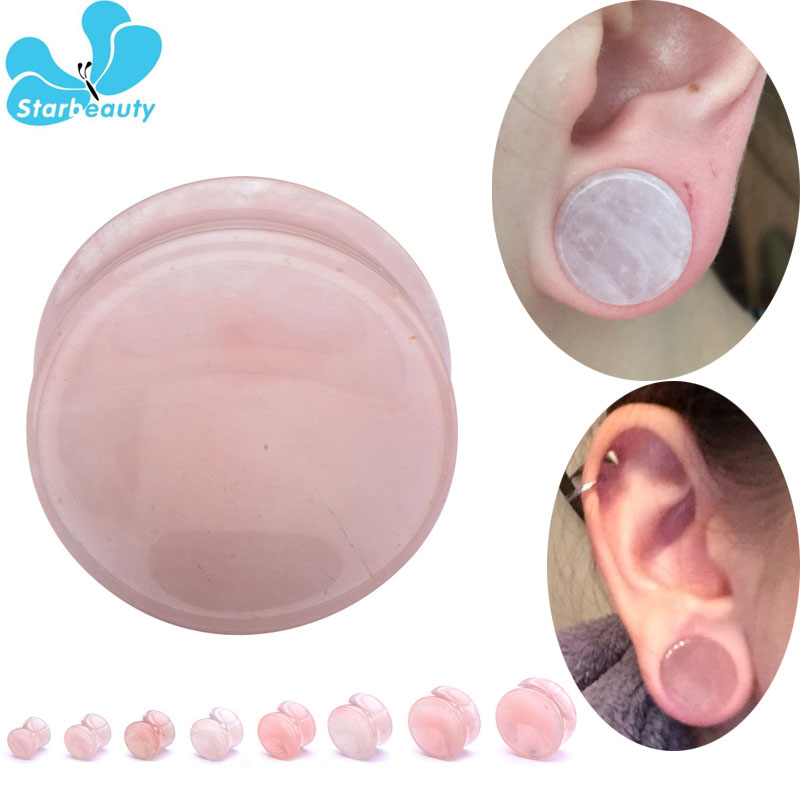 Body Jewelry Plus - 2 PC Pink Kuarsa Organik Batu