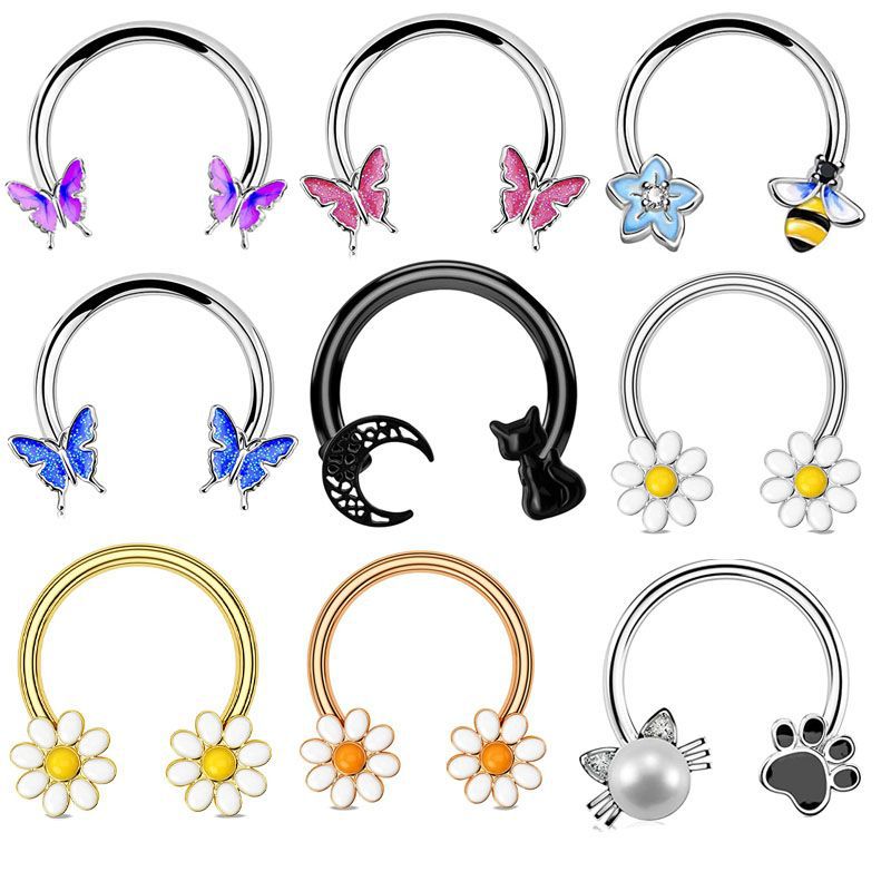 Body Jewelry Ear Piercing - Cincin Septum 16G, Perhiasan Tindik Daith,