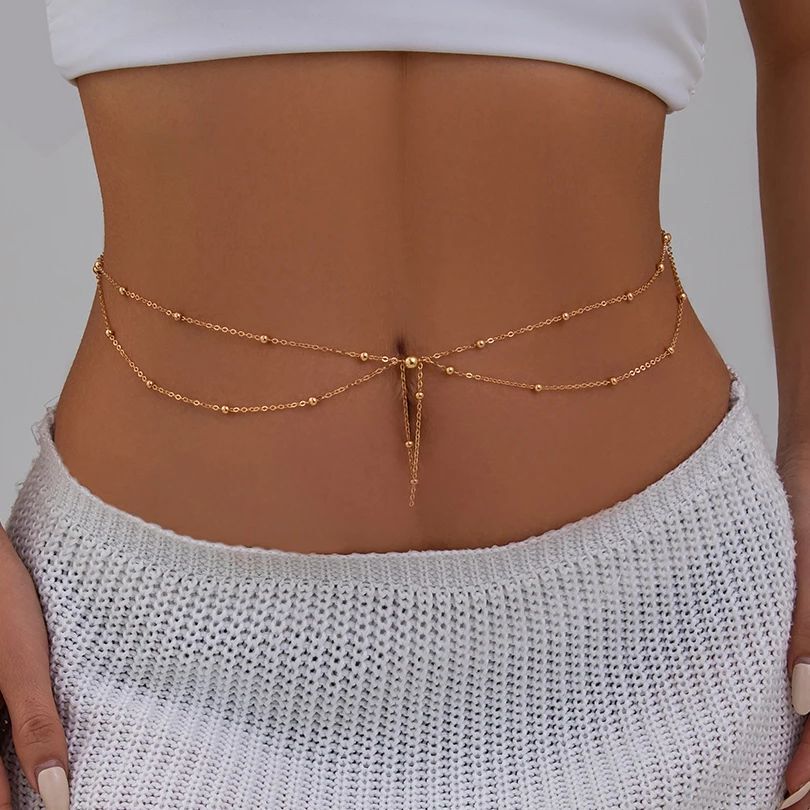 Body Jewelry By The Chain Gang - KunJoe Rantai Manik Tipis Warna Emas
