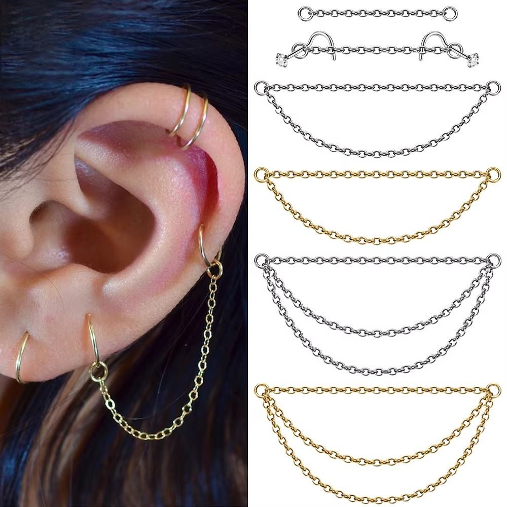 Body Jewelry Ear Piercing - Rantai Hidung Titanium Fashion Rantai Ganda
