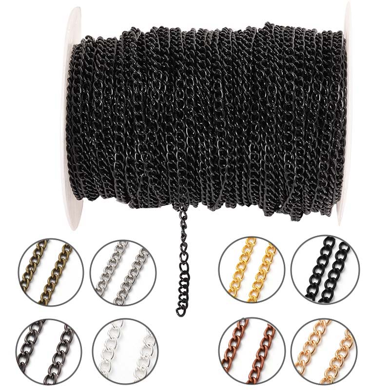 Body Jewelry Chain - 2Meter 2.5/3.5/4.5mm Rantai Logam Pipih Oval