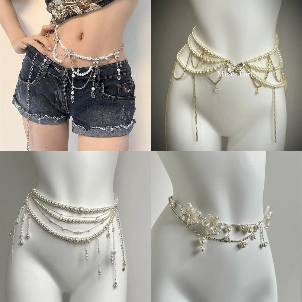 Body Jewelry By The Chain Gang - Rantai Pinggang Mutiara Elegan Aksesoris Pinggang