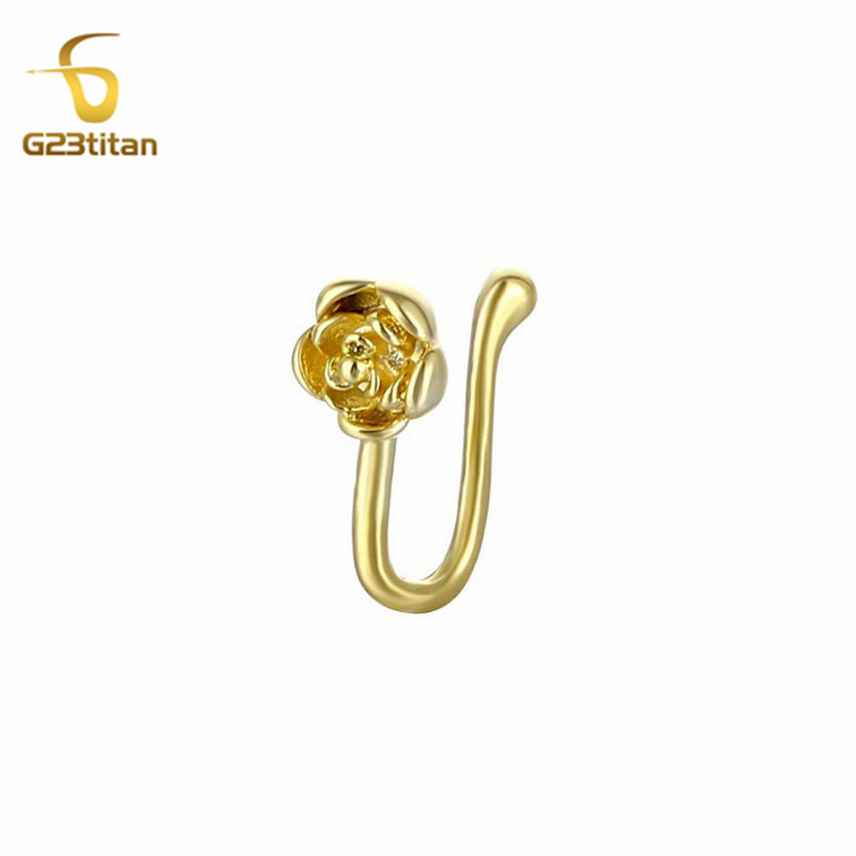 Body Jewelry Ear Piercing - 1 Buah Klip Hidung Mawar Tembaga