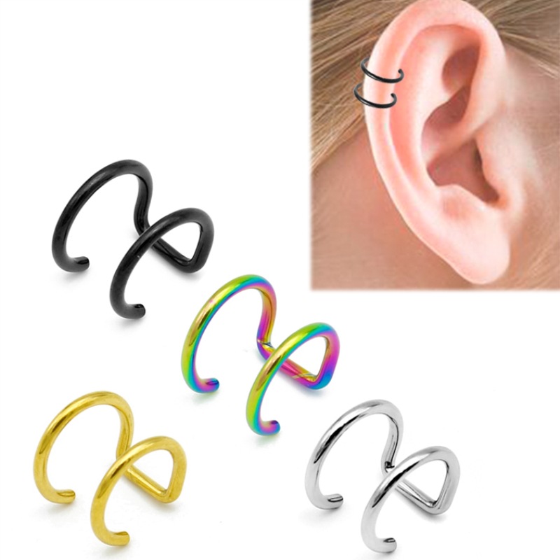 2Pcs Anting Jepit Telinga Baja - Body Jewelry Ear Piercing ulasan dan harga