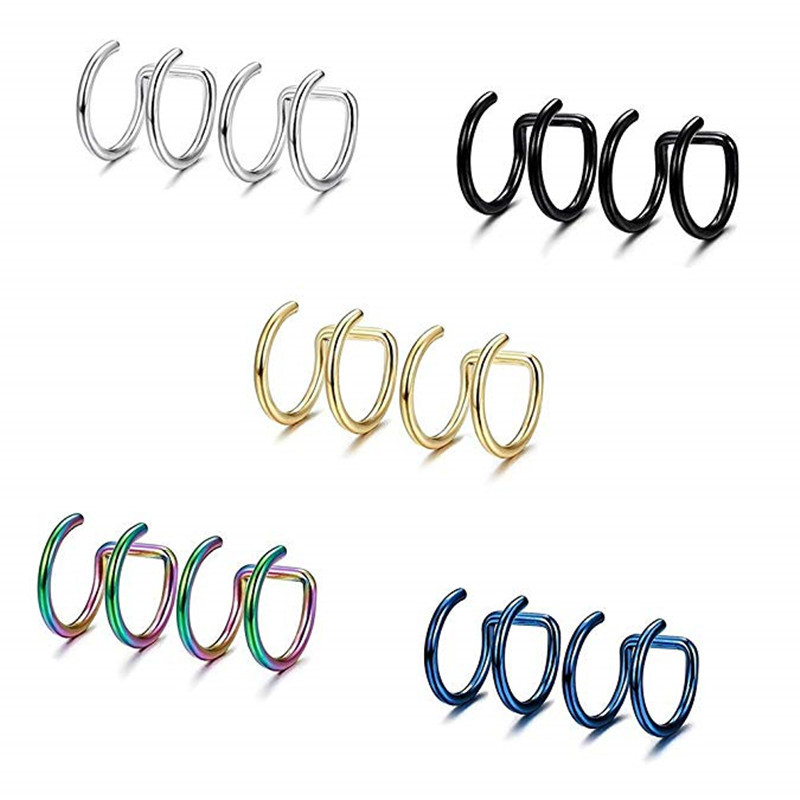 2Pcs Anting Jepit Telinga Baja - Body Jewelry Ear Piercing ulasan dan harga