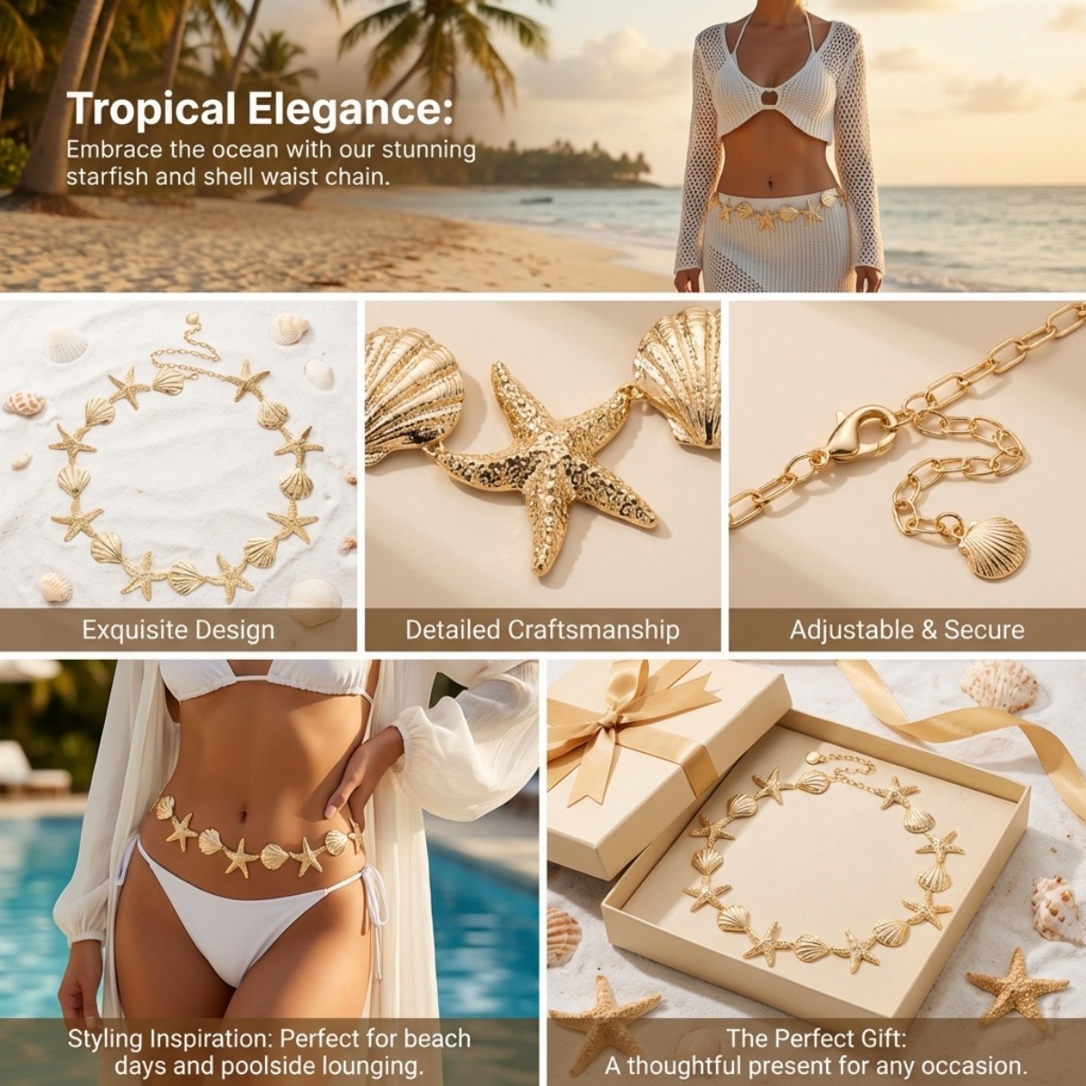 Rantai Pinggang Motif Bintang  - Body Jewelry For Men ulasan dan harga